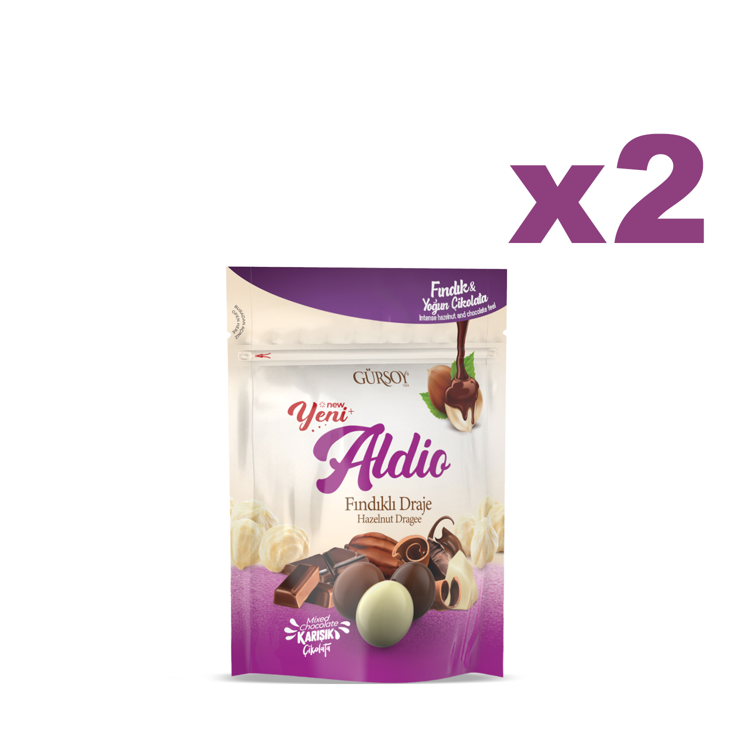 Aldio Karışık Çikolatalı Fındıklı Draje 90g X 2 Adet